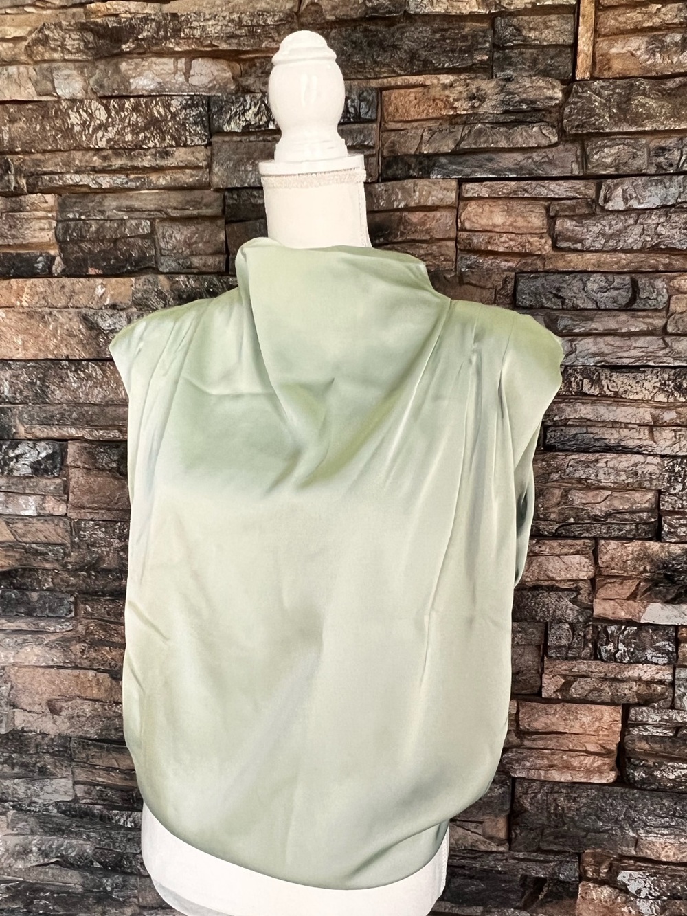 entro Sleeveless Cowl Neck Camisole in Pale Sage